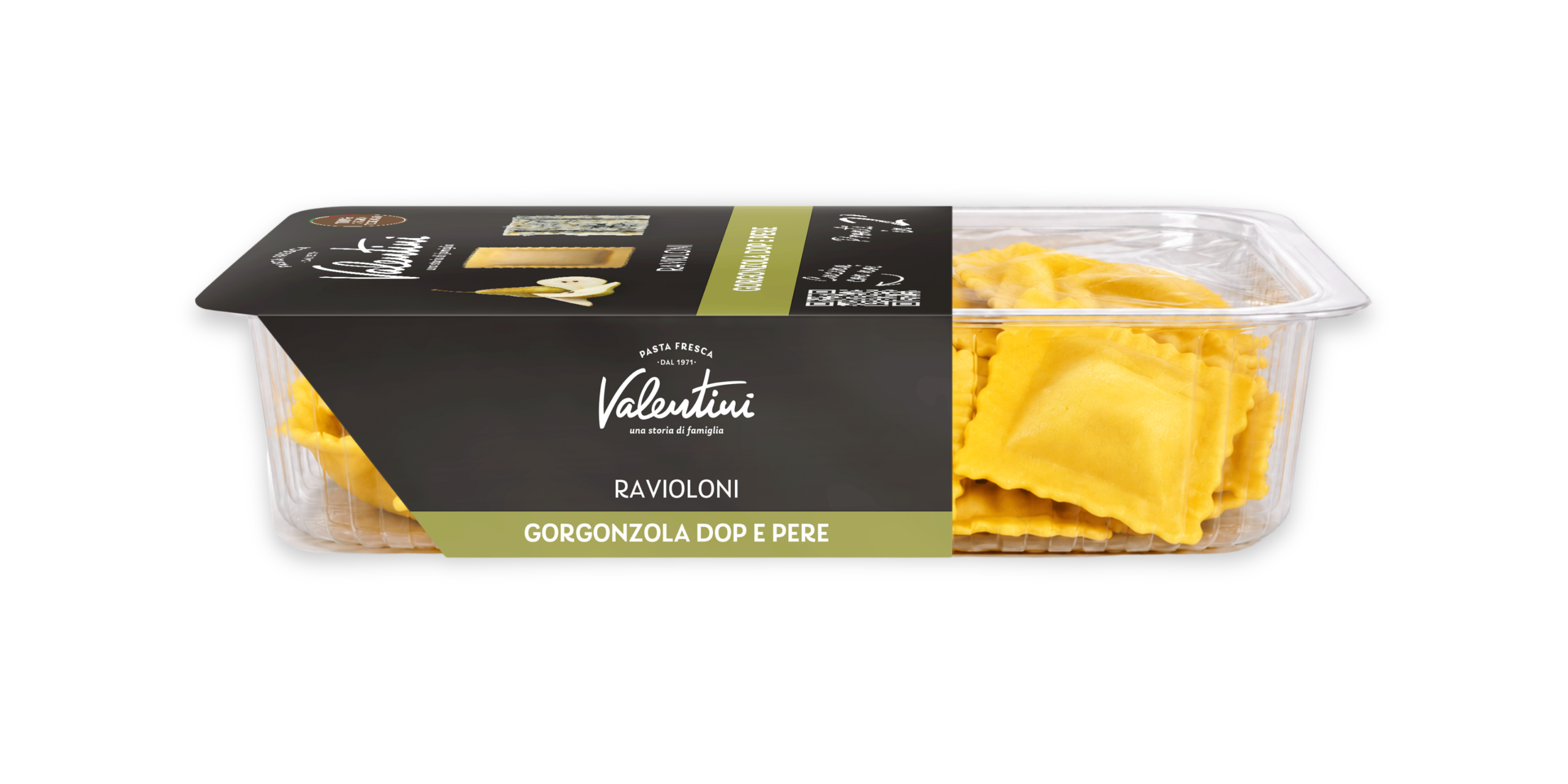 ravioloni gorgonzola dop e pere lato vista laterale ravioloni gorgonzola dop e pere confezione