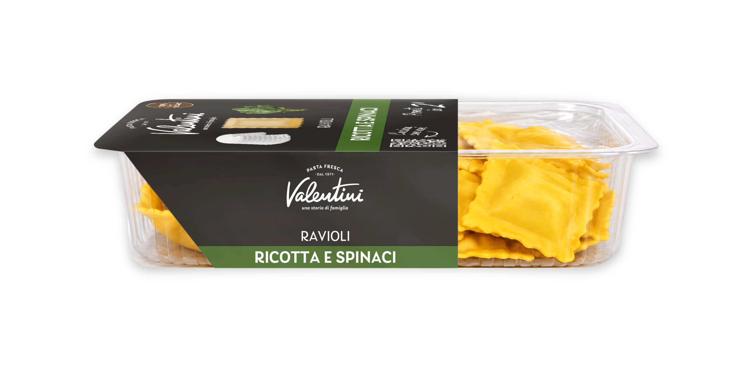 vista confezione ravioli ricotta spinaci lato